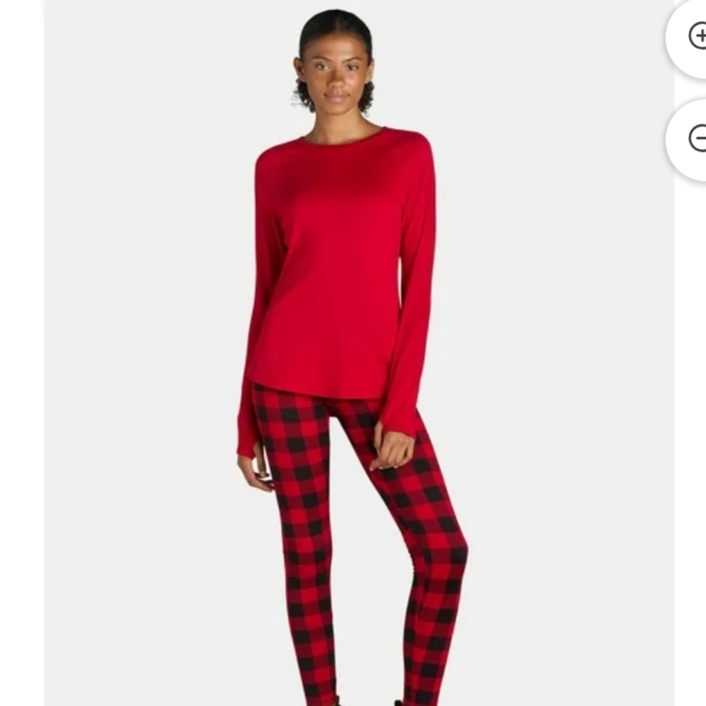 Cuddl Duds Red and Black Plaid Pajama Set